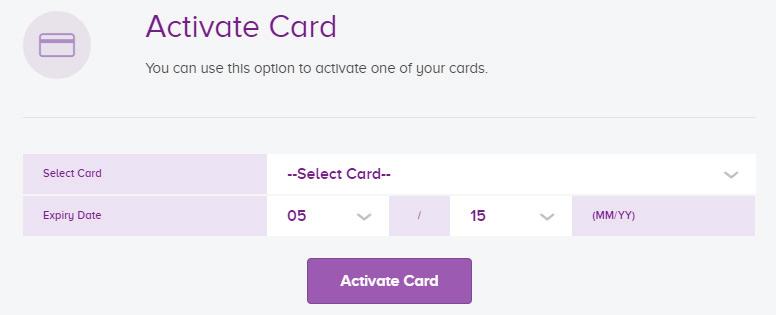 32 Activating a Card You can activate a card you have received in the post under the Activate Card screen.