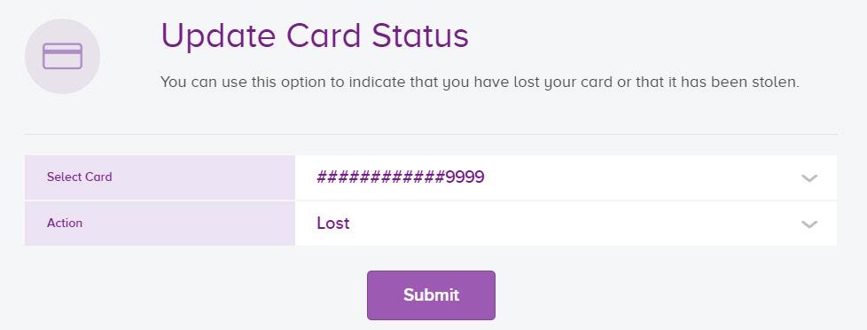 33 Notifying Beyond Bank of a lost or stolen card If your card has been lost or stolen, click Update Card Details to let us know. Once you click Submit, the card will immediately be closed.
