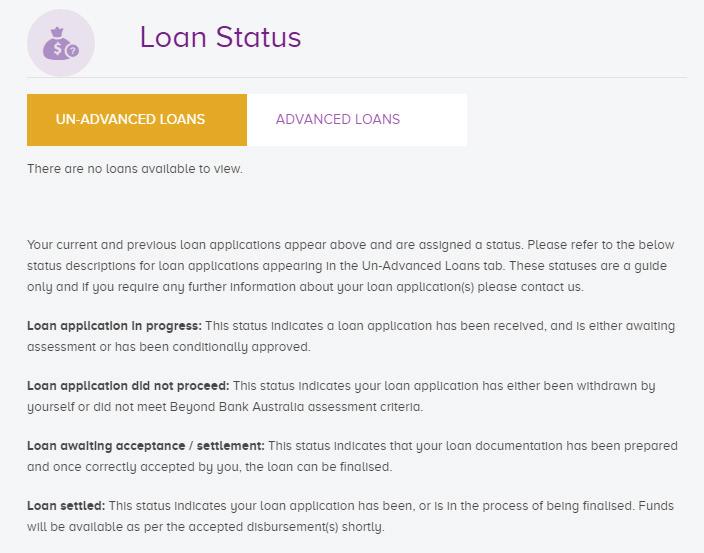 39 Check the status of a current loan application If you have applied for a loan and are waiting on an answer, you can check the status of