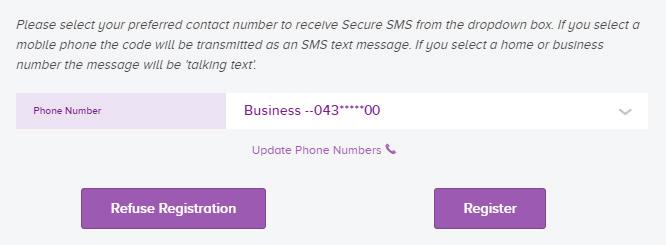 41 Register Secure SMS When you log in to Internet Banking for the first time, you will be prompted to register for Secure SMS.