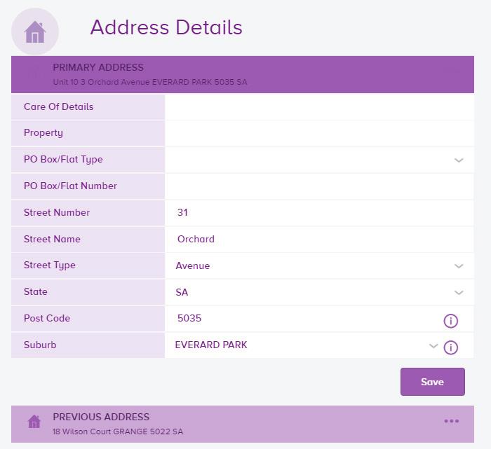 You will be shown your current and previous address and, similar to updating your phone