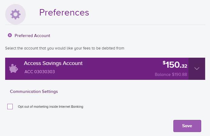 54 Preferences The Preferences page allows you to change your preferred account, and opt out of marketing