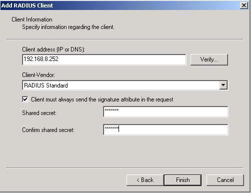 check the Client must always send the signature attribute in the request option, and enter the shared