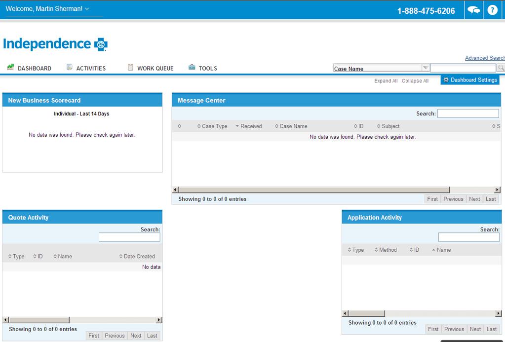 2: Welcome to the Retail Platform Dashboard After you log in, the welcome page displays a