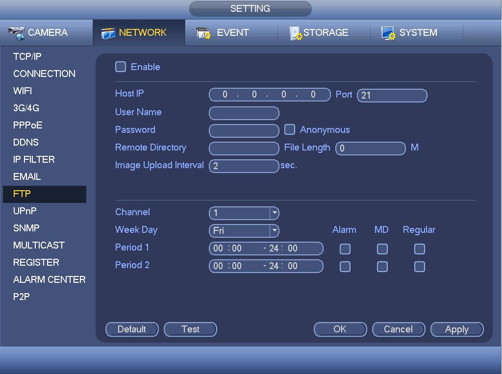 Click the Test button, you can see the corresponding dialogue box to see the FTP connection is OK or not. Figure 4-95 4.11.2.