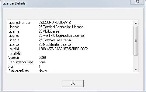 Master License Details The License Details window shows information about the master license, the activator of the license, and the