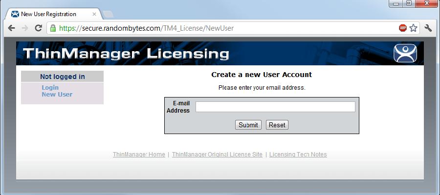 4 New Account An account can be created on the license site by selecting the