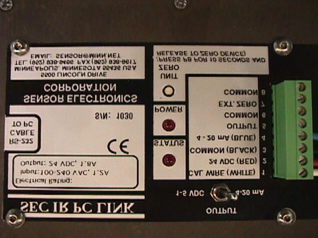 I. GENERAL DESCRIPTION The SEC IR PC LINK is designed to provide power and status indication to the family of SEC infrared gas monitors.
