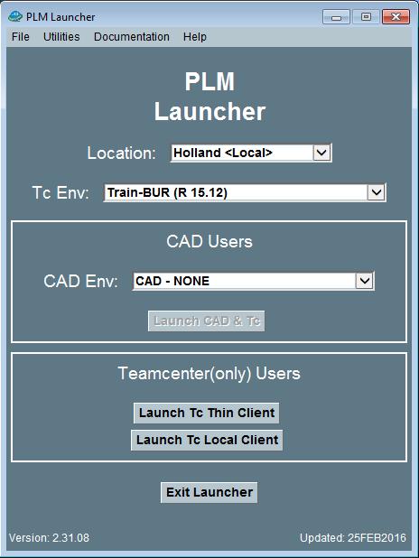 Log In Thin Client vs Thick (Rich/Local) Client 1. Review the Location, TcEng, and whether you are a CAD user or Teamcenter User. Make the correct selections based on your Login needs.