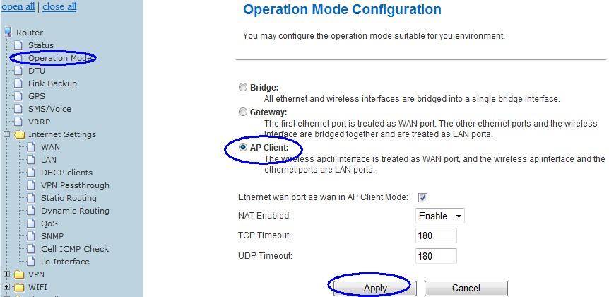 The router will switch to AP Client mode.