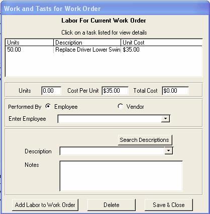 To add a labor item: Click the button When the labor for Current Work Displays enter the pertinent information pertaining to each