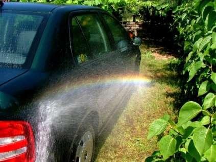 How to make your own rainbow Firstly get a hose and attach it to a tap (outside) Then on a sunny day, try and