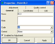 Editing Data Figure 3-1. Edit Point Properties The new name and coordinates are applied to the selected point(s).