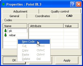Editing Data Note: typing a new code in the text entry box will add the code the job file and point.