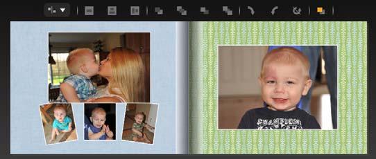Creating a photo book Page layout tools Add Drop Shadow Picture Rotation Picture Order Alignment This toolbar appears when you click the page background.