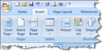 Tables 2007 Tables are accessed through the Insert Command Tab. When the drop down arrow is selected the Insert Table Menu appears.