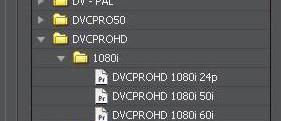 In the DVCPRO HD folder, there is a subfolder labeled 720p containing the 720p presets.