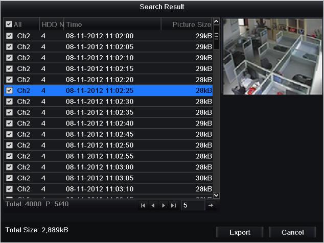 3. Export. Press Export button and start backup. Figure 7.26 Result of Picture Search Figure 7.