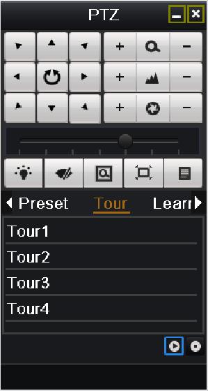 Figure 4.6 PTZ Toolbar- Tour 5.2.4 Calling Learns Purpose: Follow the procedure to move the PTZ camera according to the predefined learns.