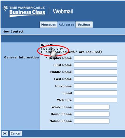 Creating a Contact - Detailed View An optional long or detailed form is also available for capturing additional information about the contact