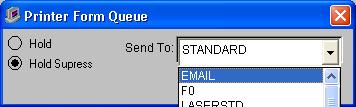 Use SP.ASSIGN to Change the Printer Form Queue, continued Form Queue Prompt in D2K GS Mode In D2K GS mode, the Form Queue Prompt appears in a dialog box as shown below.