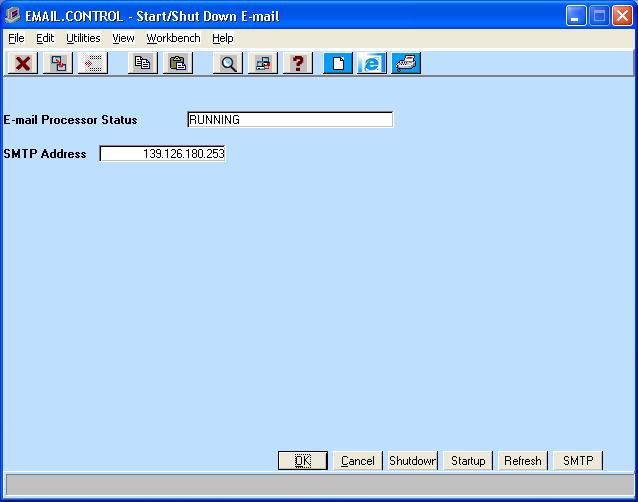 Figure 3-4. The EMAIL.CONTROL Screen (D2K GS format) XXX.