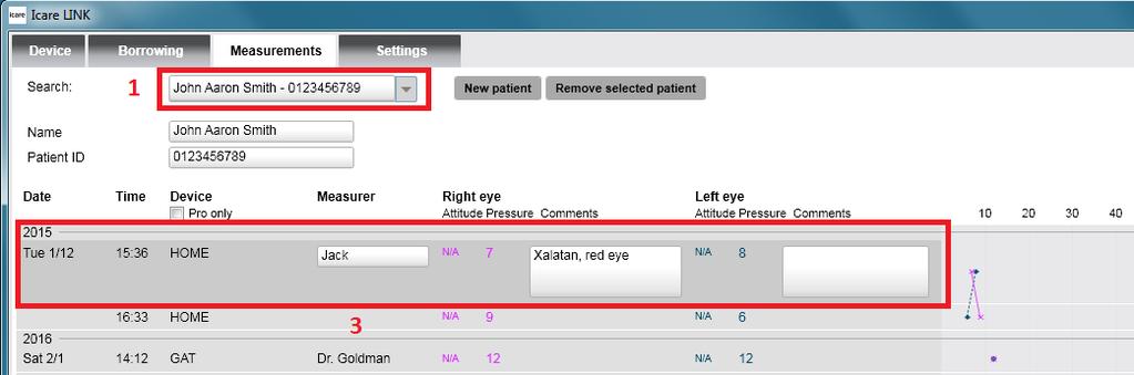 5.2 Viewing and modifying measurements You can view and modify the measurement data in the measurement database.