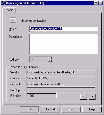 Configuring a Scanner to Communicate with the Adapter 4-5 2. An Unrecognized Device screen appears. The device identity can be obtained from this screen. Included in the example shown in Figure 4.
