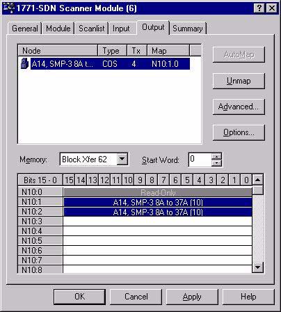 Configuring a Scanner to Communicate with the Adapter 4-21 12. Click on the Output tab to view the output table map.
