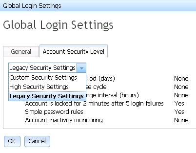 Figure 2-14 Global Login Settings window 9. Use the same settings here that you used in the source AMM. 10.