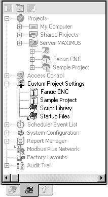 7 Custom Project Support Navigator: Project tab Custom Project nodes Proficy Change Management provides built-in support for projects created with several different applications, such as Waltz*,