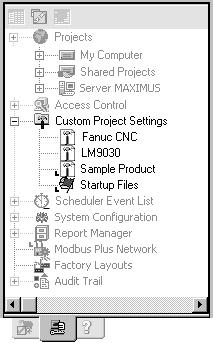 7 Custom Project Support Managing Custom Product Types Navigator: Project tab Custom Project setting nodes MANAGING CUSTOM PRODUCT TYPES The Custom Project Settings folder lets you easily manage your