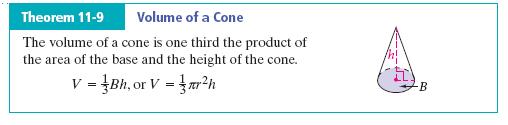 Example 2: Finding Volume of an Oblique Cone: Find the volume of the cone in term of Find the volume of the cone. Round your answer to the nearest tenth.