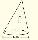 About how much ice cream can fit entirely inside the cone? Find the volume to the nearest whole number. A small child s teepee is 6 ft tall and 7 ft in diameter.