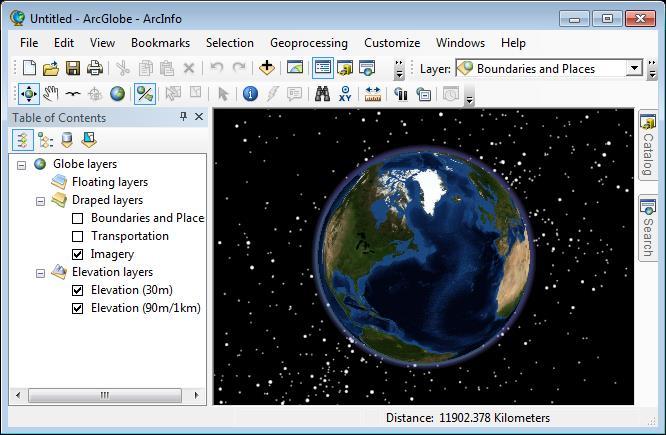 3D Analyst Extension to ArcGIS ArcGlobe (separate application program included with 3D Analyst) - designed