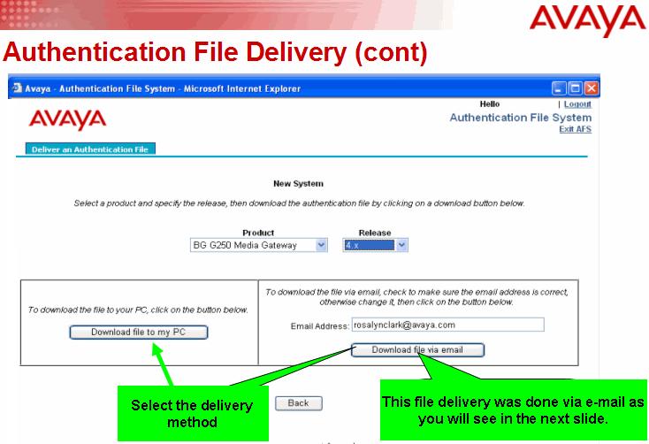 AFS training slides Figure 15: Selecting the delivery