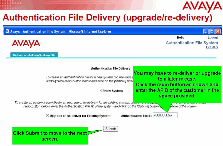 AFS training slides Figure 19: Upgrade/re-delivery -