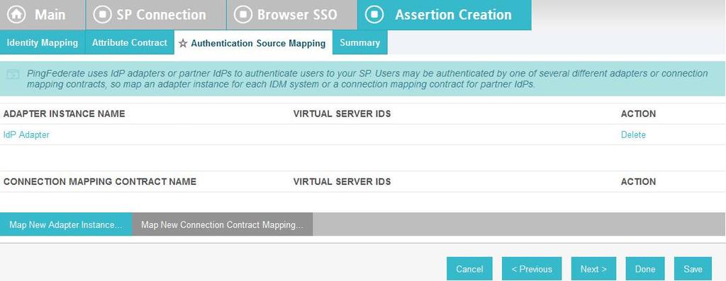 On the Authentication Source Mapping tab, click Map New