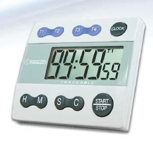Traceable Four-Channel Alarm Timer The lab s most popular timer Features: count up/down, time in/out, memories, alarm, / hour clock Massive ¾