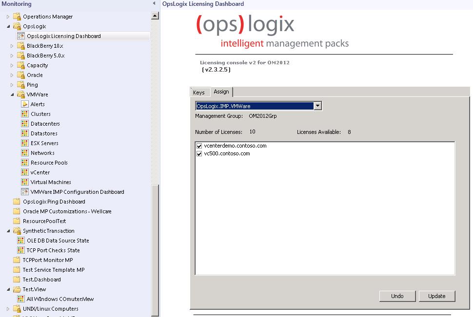3. Select the Assign tab and select OpsLogix.IMP.VMWare from the dropdown box.
