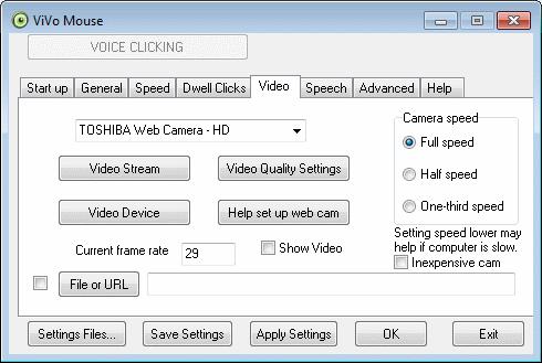 Vide Tab Vide Tab - Enables yu t change the camera and vide settings.