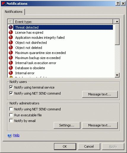Configuring notifications 217 Figure 88. The Notifications dialog box 2.