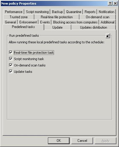 Creating and Configuring Policies 273 Note Figure 101. The Properties dialog box, the Predefined tasks tab 4.