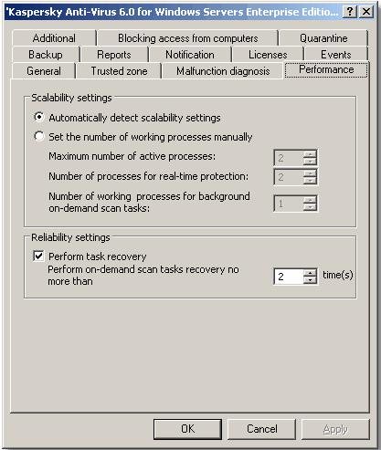Configuring Anti-Virus in the Application Settings Dialog BOx 277 o o o o Specify the maximum number of processes that Anti-Virus can run (see A.1.1 on pg.