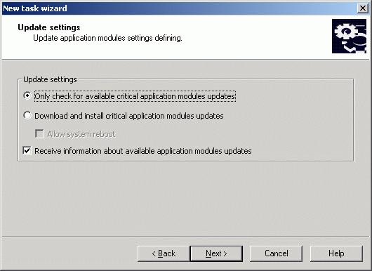 Creating and Configuring Tasks 309 If you are creating an Application Module update task, configure the required settings of the application module updates in the Updating settings configuration