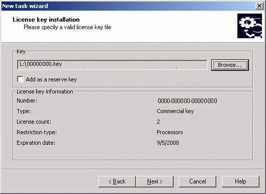 Creating and Configuring Tasks 311 Figure 127. The License key installation dialog box 5.