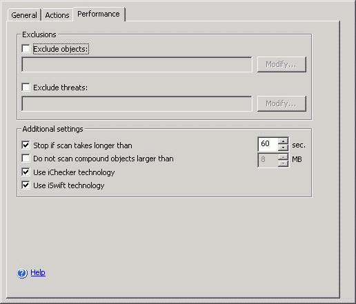 78 Kaspersky Anti-Virus 6.0 for Windows Servers Enterprise Edition Figure 22. The Settings dialog box, the Performance tab 5.