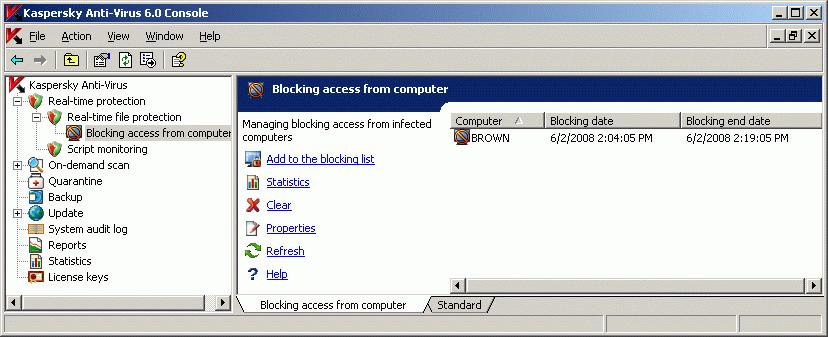 Blocking Access from Computers in the Real-Time File Protection Task 95 Figure 31.