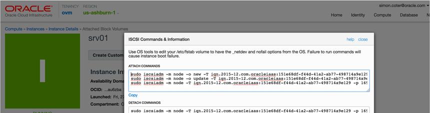 1. In the Oracle Cloud Infrastructure Console, navigate to the details page for the Oracle VM Server instance (for example, srv01). 2.