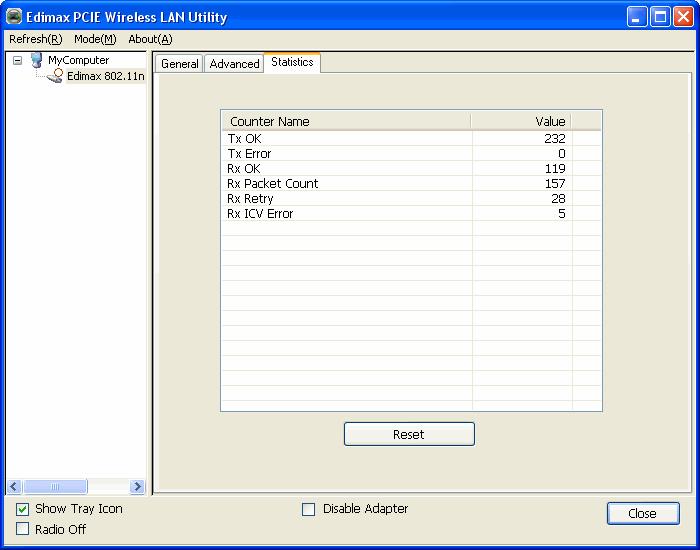 3-3 Wireless Statistics Select Statistics menu and the data statistics about software